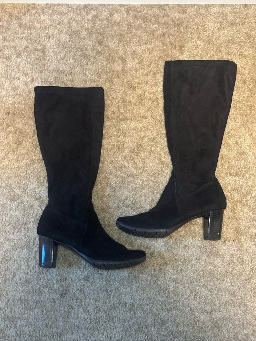 A2 By Aerosoles Black Suede Knee-High Block Heel Boots
